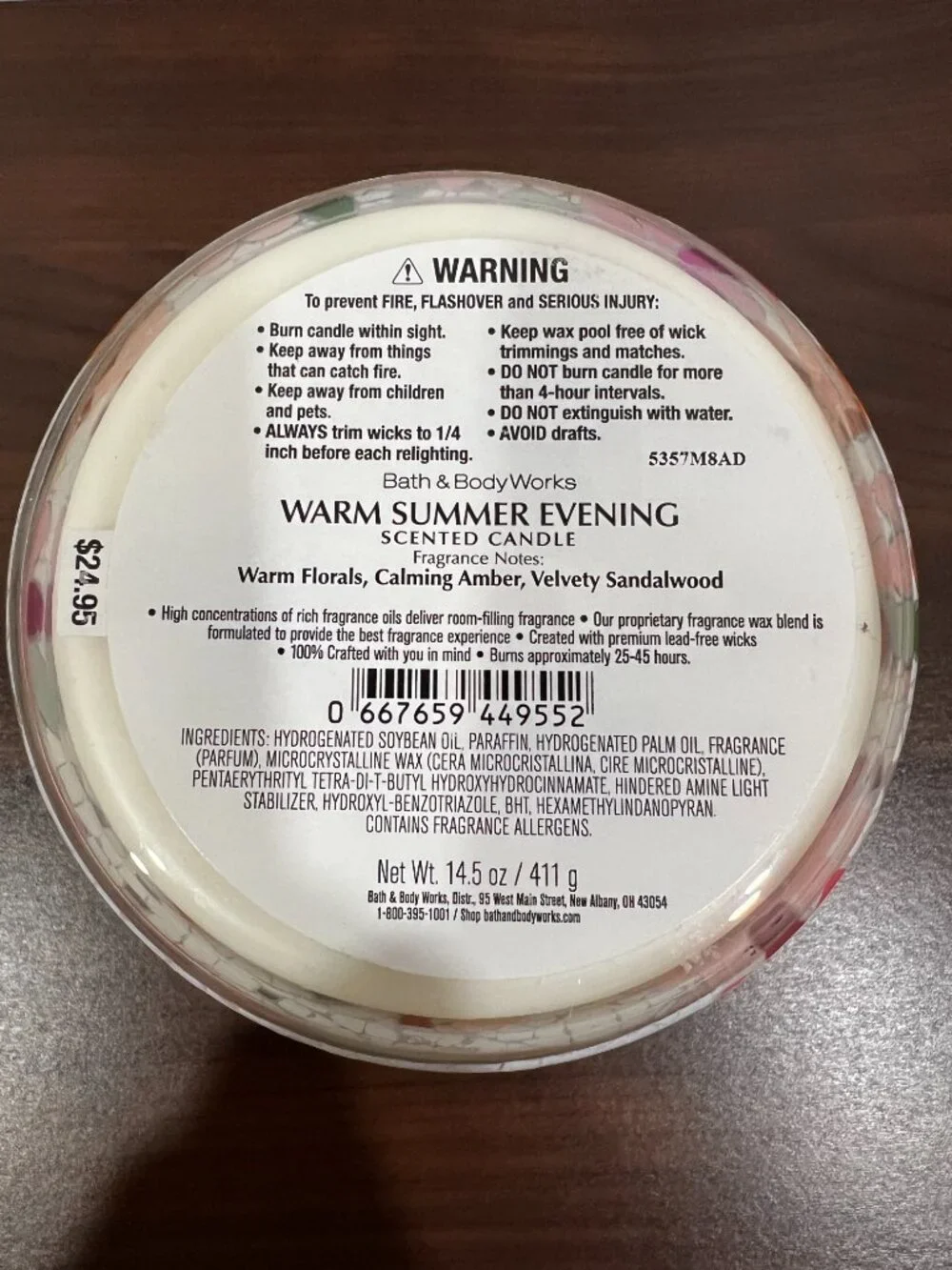 Bath and Body Works Warm Summer Evening 3-Wick Candle NEW